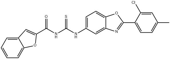 N-(1-benzofuran-2-ylcarbonyl)-N'-[2-(2-chloro-4-methylphenyl)-1,3-benzoxazol-5-yl]thiourea 结构式