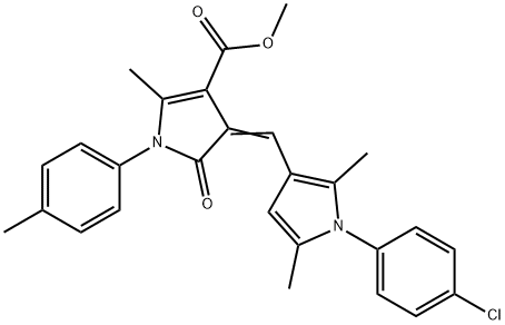 methyl 4-{[1-(4-chlorophenyl)-2,5-dimethyl-1H-pyrrol-3-yl]methylene}-2-methyl-1-(4-methylphenyl)-5-oxo-4,5-dihydro-1H-pyrrole-3-carboxylate 结构式