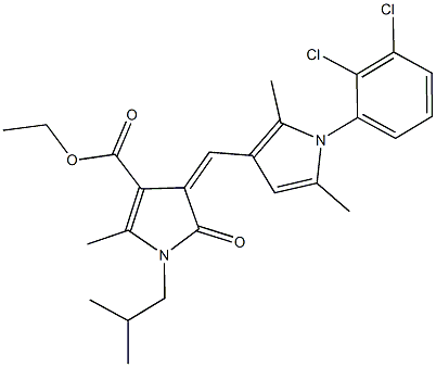ethyl 4-{[1-(2,3-dichlorophenyl)-2,5-dimethyl-1H-pyrrol-3-yl]methylene}-1-isobutyl-2-methyl-5-oxo-4,5-dihydro-1H-pyrrole-3-carboxylate 结构式