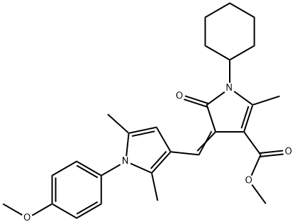 methyl 1-cyclohexyl-4-{[1-(4-methoxyphenyl)-2,5-dimethyl-1H-pyrrol-3-yl]methylene}-2-methyl-5-oxo-4,5-dihydro-1H-pyrrole-3-carboxylate 结构式