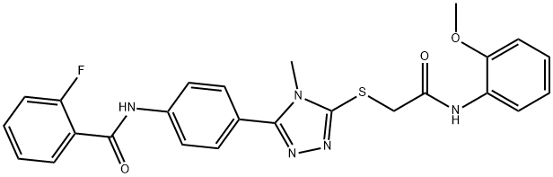 2-fluoro-N-[4-(5-{[2-(2-methoxyanilino)-2-oxoethyl]sulfanyl}-4-methyl-4H-1,2,4-triazol-3-yl)phenyl]benzamide 结构式