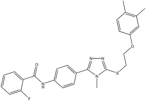 N-[4-(5-{[2-(3,4-dimethylphenoxy)ethyl]sulfanyl}-4-methyl-4H-1,2,4-triazol-3-yl)phenyl]-2-fluorobenzamide 结构式