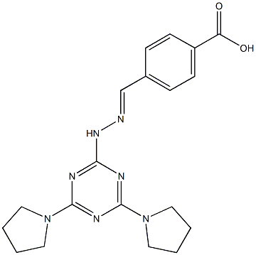 4-{2-[4,6-di(1-pyrrolidinyl)-1,3,5-triazin-2-yl]carbohydrazonoyl}benzoic acid 结构式