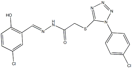 N'-(5-chloro-2-hydroxybenzylidene)-2-{[1-(4-chlorophenyl)-1H-tetraazol-5-yl]sulfanyl}acetohydrazide 结构式