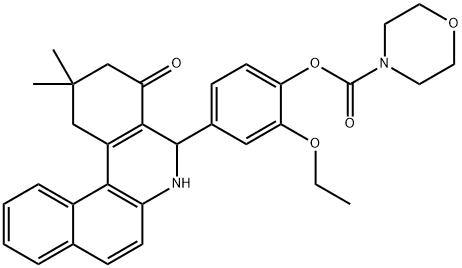 4-(2,2-dimethyl-4-oxo-1,2,3,4,5,6-hexahydrobenzo[a]phenanthridin-5-yl)-2-ethoxyphenyl morpholine-4-carboxylate 结构式