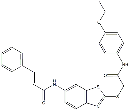 N-(2-{[2-(4-ethoxyanilino)-2-oxoethyl]sulfanyl}-1,3-benzothiazol-6-yl)-3-phenylacrylamide 结构式