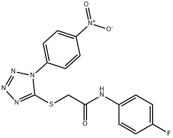 N-(4-fluorophenyl)-2-[(1-{4-nitrophenyl}-1H-tetraazol-5-yl)sulfanyl]acetamide 结构式