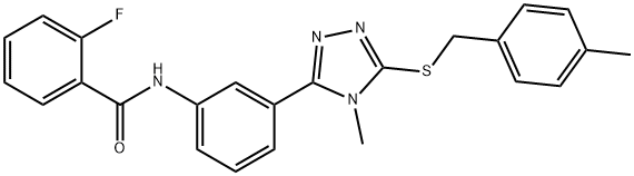 2-fluoro-N-(3-{4-methyl-5-[(4-methylbenzyl)sulfanyl]-4H-1,2,4-triazol-3-yl}phenyl)benzamide 结构式