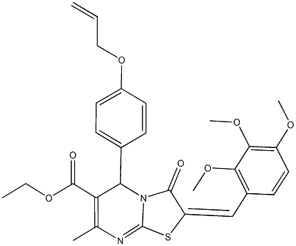 ethyl 5-[4-(allyloxy)phenyl]-7-methyl-3-oxo-2-(2,3,4-trimethoxybenzylidene)-2,3-dihydro-5H-[1,3]thiazolo[3,2-a]pyrimidine-6-carboxylate 结构式