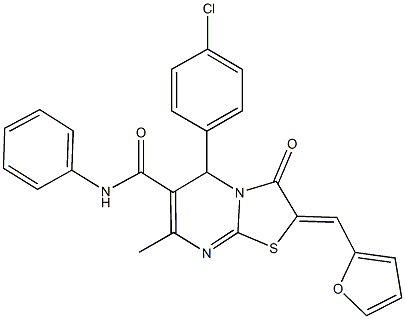 5-(4-chlorophenyl)-2-(2-furylmethylene)-7-methyl-3-oxo-N-phenyl-2,3-dihydro-5H-[1,3]thiazolo[3,2-a]pyrimidine-6-carboxamide 结构式