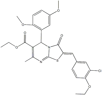 ethyl 2-(3-chloro-4-ethoxybenzylidene)-5-(2,5-dimethoxyphenyl)-7-methyl-3-oxo-2,3-dihydro-5H-[1,3]thiazolo[3,2-a]pyrimidine-6-carboxylate 结构式