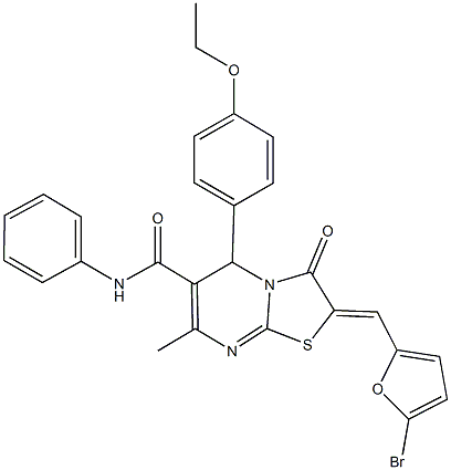 2-[(5-bromo-2-furyl)methylene]-5-(4-ethoxyphenyl)-7-methyl-3-oxo-N-phenyl-2,3-dihydro-5H-[1,3]thiazolo[3,2-a]pyrimidine-6-carboxamide 结构式