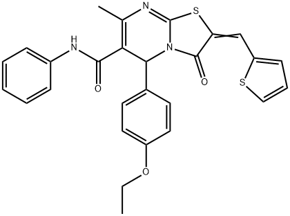 5-(4-ethoxyphenyl)-7-methyl-3-oxo-N-phenyl-2-(2-thienylmethylene)-2,3-dihydro-5H-[1,3]thiazolo[3,2-a]pyrimidine-6-carboxamide 结构式