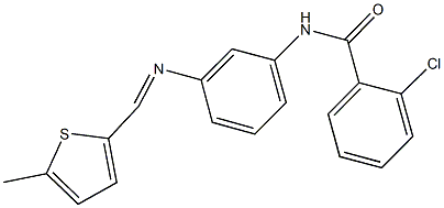2-chloro-N-(3-{[(5-methyl-2-thienyl)methylene]amino}phenyl)benzamide 结构式