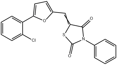 5-{[5-(2-chlorophenyl)-2-furyl]methylene}-3-phenyl-1,3-thiazolidine-2,4-dione 结构式