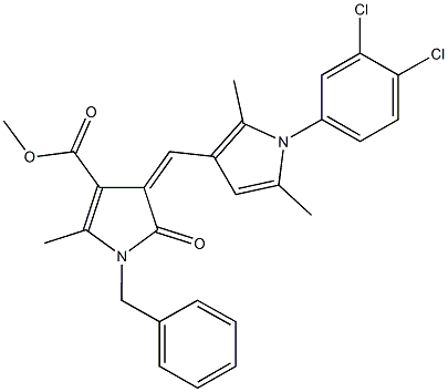 methyl 1-benzyl-4-{[1-(3,4-dichlorophenyl)-2,5-dimethyl-1H-pyrrol-3-yl]methylene}-2-methyl-5-oxo-4,5-dihydro-1H-pyrrole-3-carboxylate 结构式