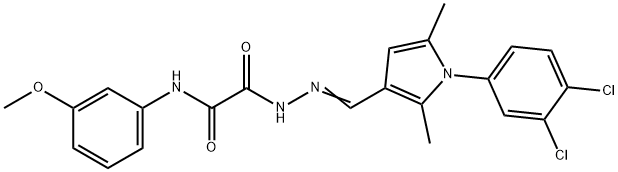 2-(2-{[1-(3,4-dichlorophenyl)-2,5-dimethyl-1H-pyrrol-3-yl]methylene}hydrazino)-N-(3-methoxyphenyl)-2-oxoacetamide 结构式