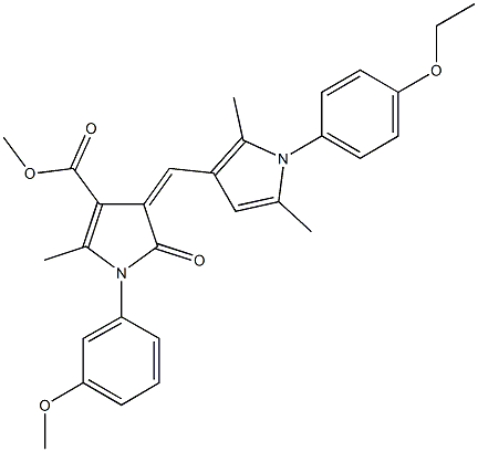 methyl 4-{[1-(4-ethoxyphenyl)-2,5-dimethyl-1H-pyrrol-3-yl]methylene}-1-(3-methoxyphenyl)-2-methyl-5-oxo-4,5-dihydro-1H-pyrrole-3-carboxylate 结构式