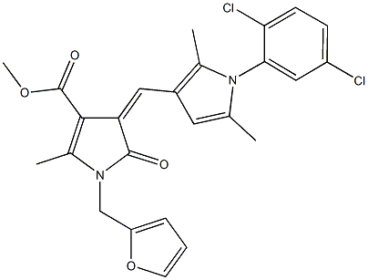 methyl 4-{[1-(2,5-dichlorophenyl)-2,5-dimethyl-1H-pyrrol-3-yl]methylene}-1-(2-furylmethyl)-2-methyl-5-oxo-4,5-dihydro-1H-pyrrole-3-carboxylate 结构式