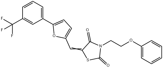 3-(2-phenoxyethyl)-5-({5-[3-(trifluoromethyl)phenyl]-2-furyl}methylene)-1,3-thiazolidine-2,4-dione 结构式