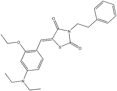 5-[4-(diethylamino)-2-ethoxybenzylidene]-3-(2-phenylethyl)-1,3-thiazolidine-2,4-dione 结构式