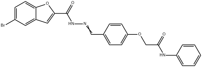 2-(4-{2-[(5-bromo-1-benzofuran-2-yl)carbonyl]carbohydrazonoyl}phenoxy)-N-phenylacetamide 结构式