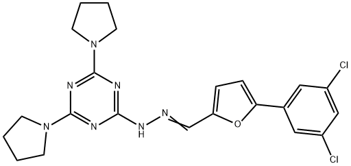 5-(3,5-dichlorophenyl)-2-furaldehyde [4,6-di(1-pyrrolidinyl)-1,3,5-triazin-2-yl]hydrazone 结构式