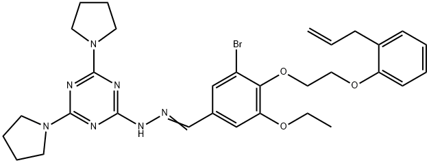 4-[2-(2-allylphenoxy)ethoxy]-3-bromo-5-ethoxybenzaldehyde [4,6-di(1-pyrrolidinyl)-1,3,5-triazin-2-yl]hydrazone 结构式