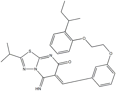 6-{3-[2-(2-sec-butylphenoxy)ethoxy]benzylidene}-5-imino-2-isopropyl-5,6-dihydro-7H-[1,3,4]thiadiazolo[3,2-a]pyrimidin-7-one 结构式