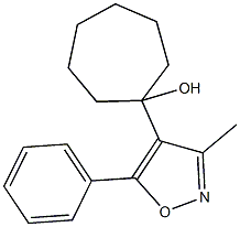 1-(3-methyl-5-phenyl-4-isoxazolyl)cycloheptanol 结构式