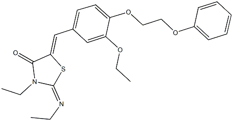 5-[3-ethoxy-4-(2-phenoxyethoxy)benzylidene]-3-ethyl-2-(ethylimino)-1,3-thiazolidin-4-one 结构式