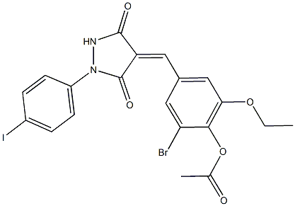 2-bromo-6-ethoxy-4-{[1-(4-iodophenyl)-3,5-dioxo-4-pyrazolidinylidene]methyl}phenyl acetate 结构式
