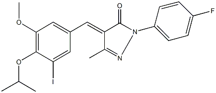 2-(4-fluorophenyl)-4-(3-iodo-4-isopropoxy-5-methoxybenzylidene)-5-methyl-2,4-dihydro-3H-pyrazol-3-one 结构式