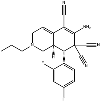 6-amino-8-(2,4-difluorophenyl)-2-propyl-2,3,8,8a-tetrahydro-5,7,7(1H)-isoquinolinetricarbonitrile 结构式