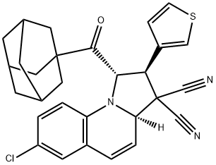 1-(1-adamantylcarbonyl)-7-chloro-2-(3-thienyl)-1,2-dihydropyrrolo[1,2-a]quinoline-3,3(3aH)-dicarbonitrile 结构式