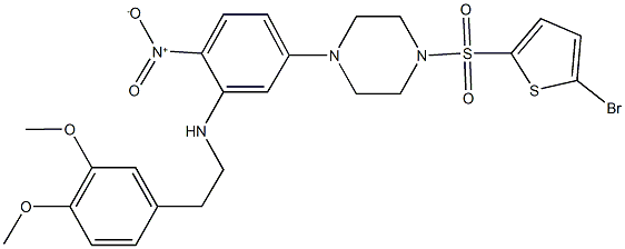 1-[(5-bromo-2-thienyl)sulfonyl]-4-{3-{[2-(3,4-dimethoxyphenyl)ethyl]amino}-4-nitrophenyl}piperazine 结构式