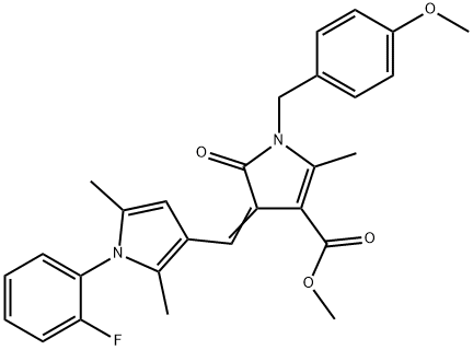 methyl 4-{[1-(2-fluorophenyl)-2,5-dimethyl-1H-pyrrol-3-yl]methylene}-1-(4-methoxybenzyl)-2-methyl-5-oxo-4,5-dihydro-1H-pyrrole-3-carboxylate 结构式