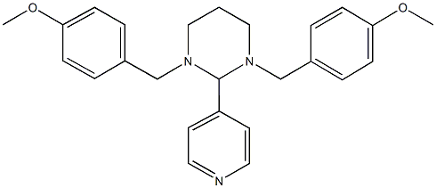 1,3-bis(4-methoxybenzyl)-2-(4-pyridinyl)hexahydropyrimidine 结构式