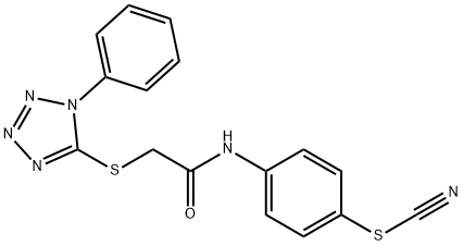 4-({[(1-phenyl-1H-tetraazol-5-yl)sulfanyl]acetyl}amino)phenyl thiocyanate 结构式