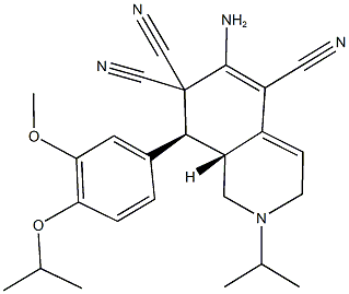 6-amino-8-(4-isopropoxy-3-methoxyphenyl)-2-isopropyl-2,3,8,8a-tetrahydro-5,7,7(1H)-isoquinolinetricarbonitrile 结构式