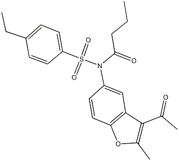 N-(3-acetyl-2-methyl-1-benzofuran-5-yl)-N-butyryl-4-ethylbenzenesulfonamide 结构式