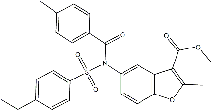 methyl 5-[[(4-ethylphenyl)sulfonyl](4-methylbenzoyl)amino]-2-methyl-1-benzofuran-3-carboxylate 结构式