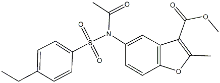 methyl 5-{acetyl[(4-ethylphenyl)sulfonyl]amino}-2-methyl-1-benzofuran-3-carboxylate 结构式