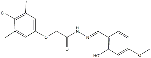 2-(4-chloro-3,5-dimethylphenoxy)-N'-(2-hydroxy-4-methoxybenzylidene)acetohydrazide 结构式