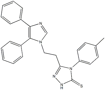 5-[2-(4,5-diphenyl-1H-imidazol-1-yl)ethyl]-4-(4-methylphenyl)-2,4-dihydro-3H-1,2,4-triazole-3-thione 结构式