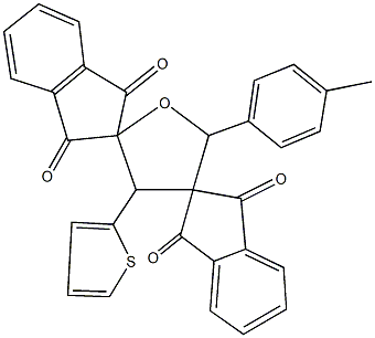2'-(4-methylphenyl)-4'-(2-thienyl)-1,1'',3,3''-tetraoxo-dispiro[indane-2,3'-tetrahydrofuran-5',2''-indane] 结构式