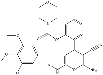 2-[6-amino-5-cyano-3-(3,4,5-trimethoxyphenyl)-1,4-dihydropyrano[2,3-c]pyrazol-4-yl]phenyl 4-morpholinecarboxylate 结构式