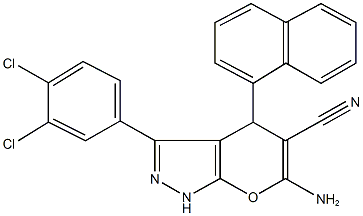 6-amino-3-(3,4-dichlorophenyl)-4-(1-naphthyl)-1,4-dihydropyrano[2,3-c]pyrazole-5-carbonitrile 结构式