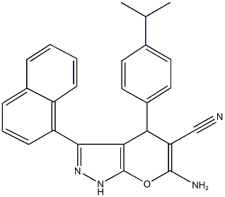 6-amino-4-(4-isopropylphenyl)-3-(1-naphthyl)-1,4-dihydropyrano[2,3-c]pyrazole-5-carbonitrile 结构式