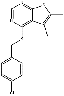 4-chlorobenzyl 5,6-dimethylthieno[2,3-d]pyrimidin-4-yl sulfide 结构式